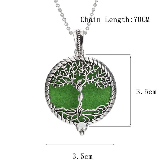 Luckacco Aromatherapy Necklace Tree of Life Diffuser Jewelry Vintage Open Locket Pendant Essential Oil Perfume Aroma Diffuser Necklace