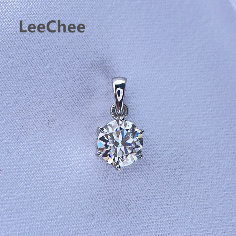 Real 18K White Gold Pendant 1CT Moissanite Necklace 6.5MM VVS Lab Diamond Rose Gold Fine Jewelry for Women Engagement Gift Au750 - luckacco
