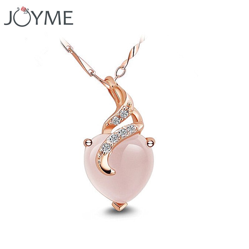 Charm Heart-shaped Opal Necklaces & Pendants Rose Gold Chain White Crystal Necklace Graceful Bijoux Femme Gift For Friends - luckacco