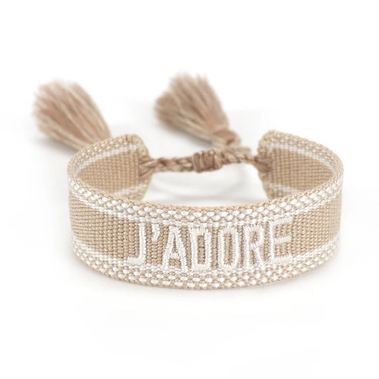 Luckacco Rhinestone Embroidery Woven Bracelets Adjustable Rope Stackable Bangle For Women