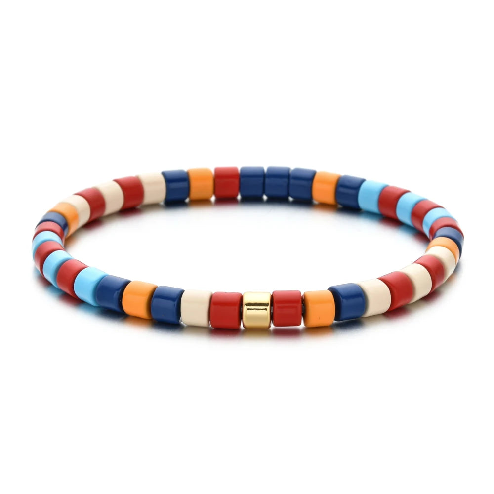 luckacco boho bohemian handmade charm summer new gold color bracelet tile beads friendship bracelet women gifts unisex fashion jewelry