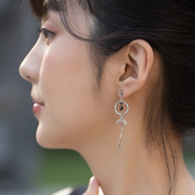 Thaya Real S925 Sterling Silver Earring Cute Fox Earring Dangle Japanese Style For Women Silver Earring Fashion Fine Jewelry - luckacco