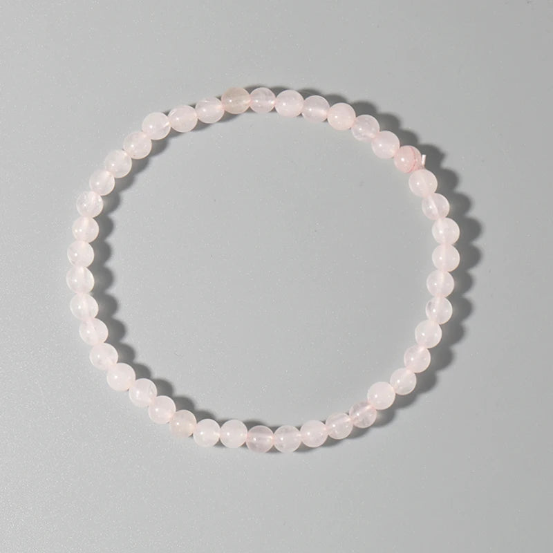 luckacco 4mm mini rose quartz bracelet energy bracelets tiny bracelet natural stone statement bracelet charm beaded couples bracelets