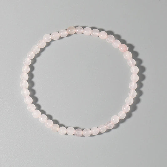 Luckacco 4MM Mini Rose Quartz Bracelet Energy Bracelets Tiny Bracelet Natural Stone Statement Bracelet Charm Beaded Couples Bracelets
