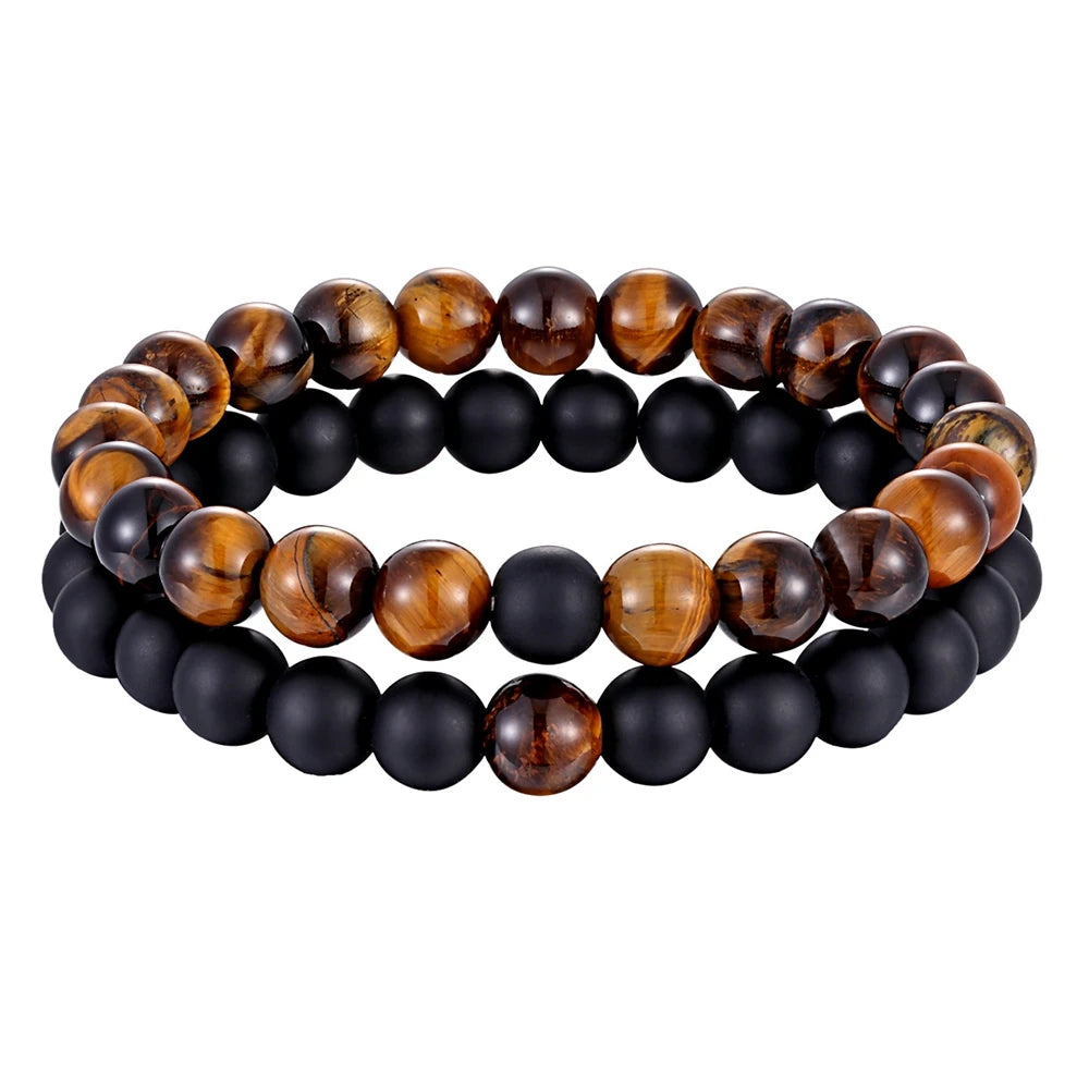 luckacco xqni various combination styles beaded bracelets for men & women for couples jewelry stretch elastic rope diy birthday gift box
