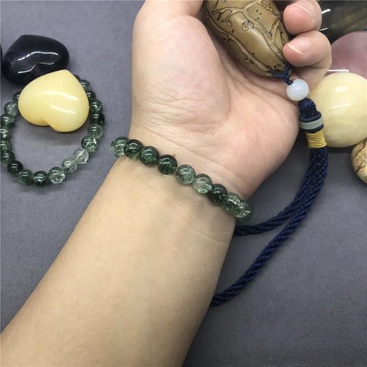 Luckacco Natural Green Crack Phantom Quartz Beads Bracelet Charms for Female 6-12mm