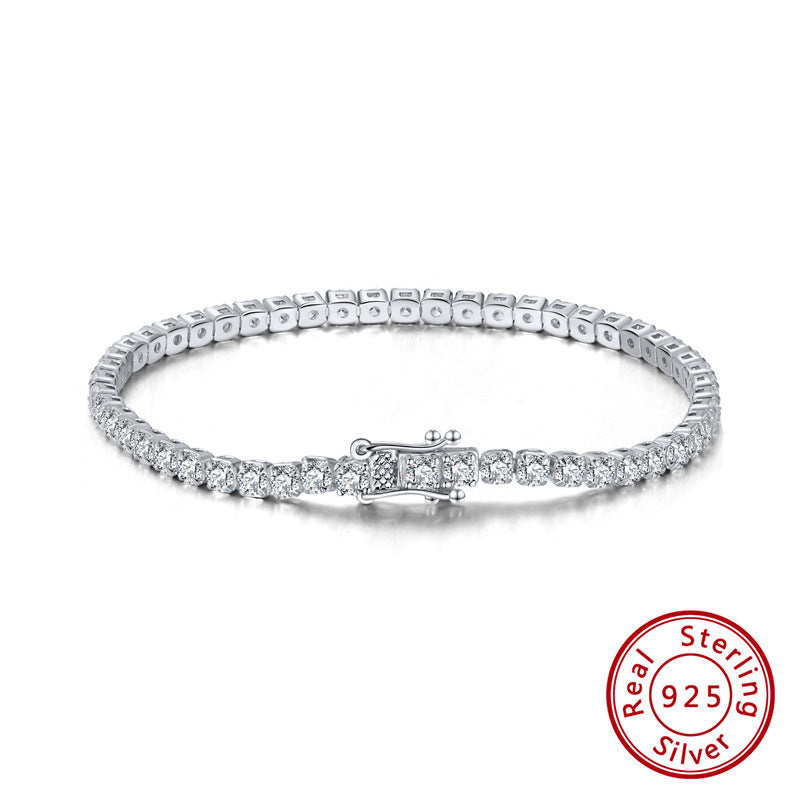 luckacco 华笙首饰 s925纯银手链 单排锆石 镶钻 bracelet 厂家直销 批发