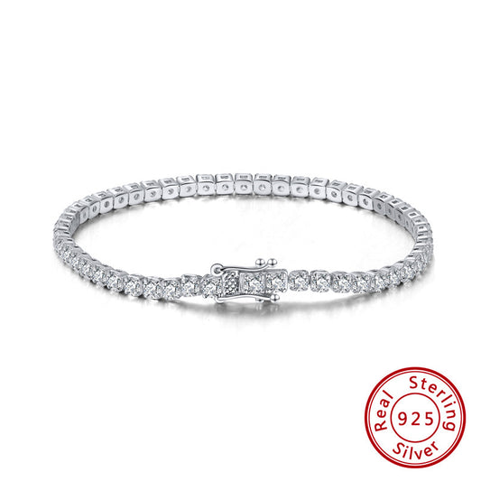 Luckacco 华笙首饰 s925纯银手链 单排锆石 镶钻 bracelet 厂家直销 批发