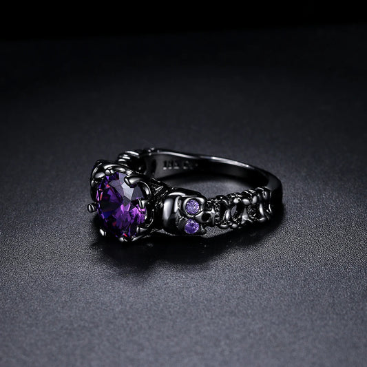 Luckacco Retro Punk Skull Gothic Ring For Women Men Halloween Goth Black Gold Color Rings Accession  Fashion Jewelry R523