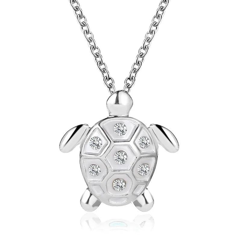 luckacco new style ins fashion tortoise pendant zircon necklace choker for charm woman silver color punk trendy animal neck jewelry gifts