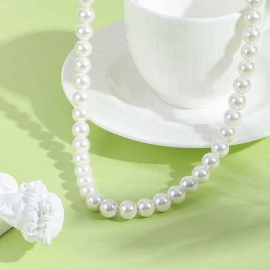 Luckacco Light luxury Imitation Pearl Necklace for Women, Waterproof Stainless Steel Necklaces,Mother's Day Gift Jewelry