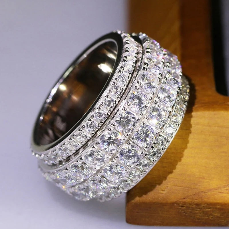 luckacco daily picks full bling iced out cubic zirconia wide ring for women round band silver color gorgeous female accessory wedding jewelry