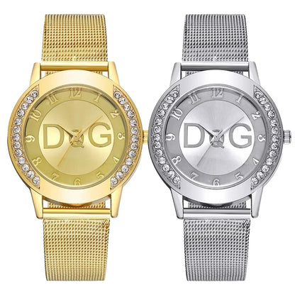 Luckacco Luxury 2025 Women's watches With Diamonds Simple Digital Design Ladies' Quartz Watch Casual Gold Mesh Belt Women Clock Strap