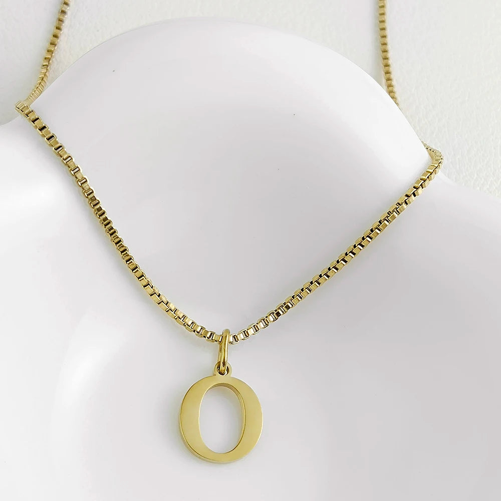 luckacco initial necklace letter pendant chamrs stainless steel necklace jewelry women's necklace box chain choker woman trend 2025 gift
