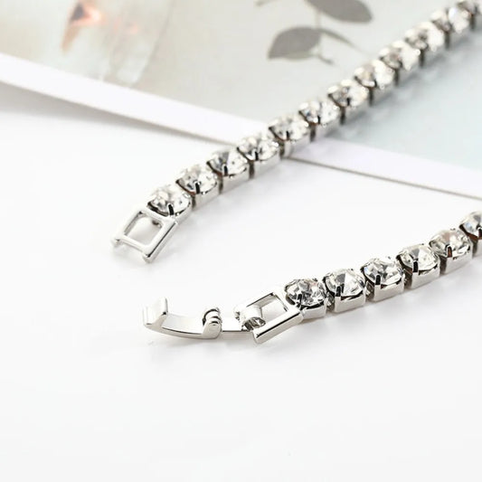 Luckacco Water Drill Heart Encrusted Roman Bracelet Minority Design Sense Ins Simple Crystal Zircon Wedding Bracelet