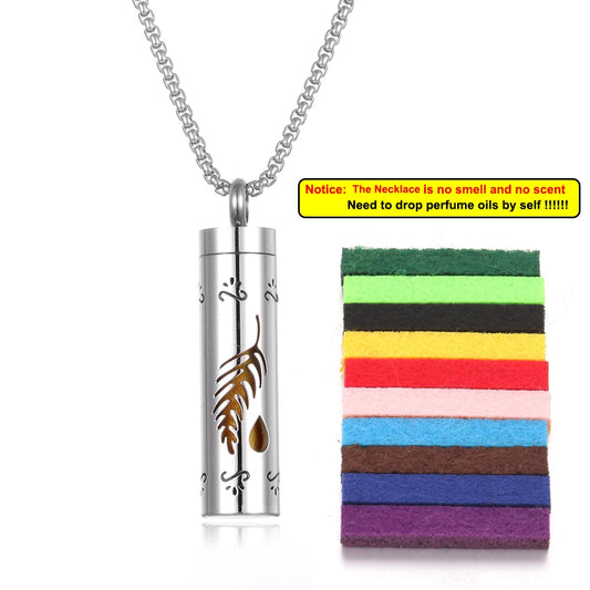 Luckacco Long Strip Stainless Steel Aromatherapy Necklace Perfume Diffuser Essential Oil Diffuser Pendant Necklace Jewelry Accessories