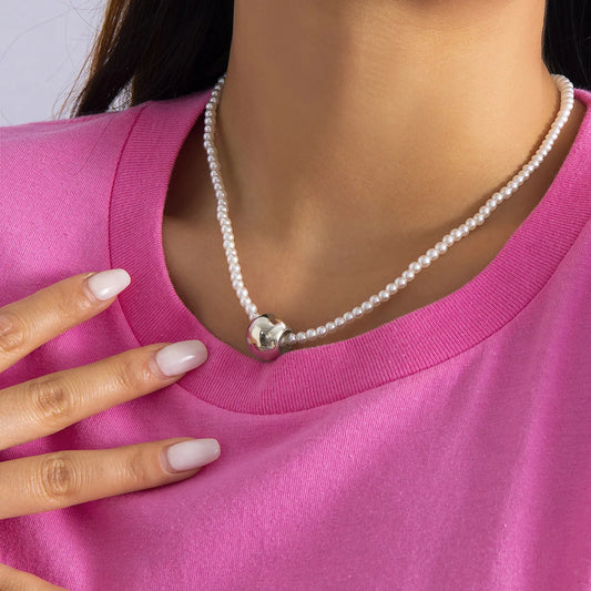 Luckacco Multi-Layer White Imitation Pearl Necklace Bead  Chain Punk Ladies Wedding Short Clavicle Necklac Girl Charm Banquet Jewelry