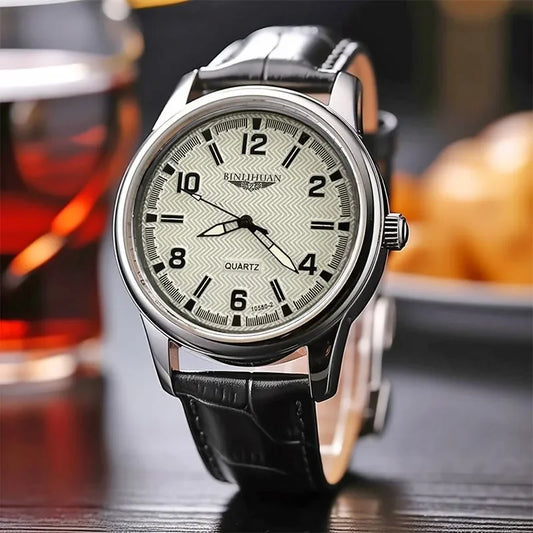 Luckacco Top Brand Man Wristwatch Luxury Business Waterproof Men Watch For Men Quartz Clock Leather Men's Watches reloj+Box Men's Gift