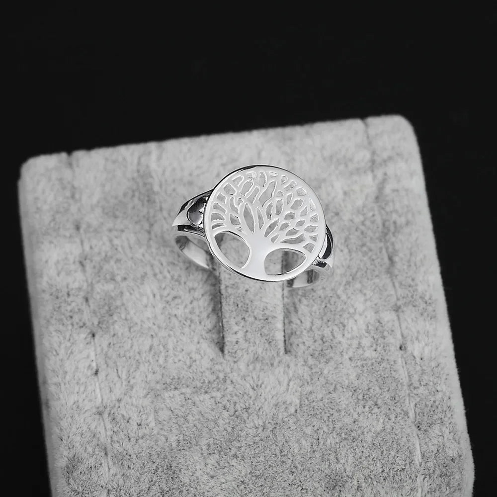 luckacco andara 925 sterling silver ring tree of life rings for women wedding party glamour jewelry gifts r892
