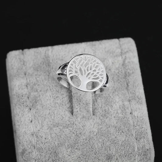 Luckacco Andara 925 Sterling Silver Ring Tree of Life Rings For Women Wedding Party Glamour Jewelry Gifts R892