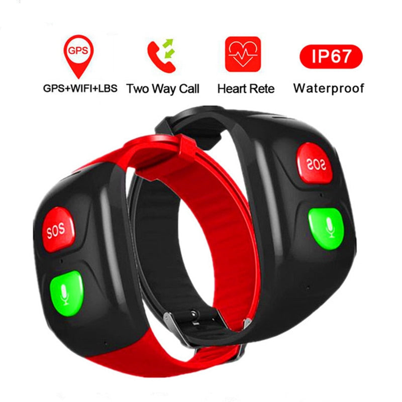 Smart GPS WIFI Trace Locate Blood Pressure Heart Rate Monitor Wristwatch SOS Voice Call Phone Watch for Men Elderly Parents - luckacco