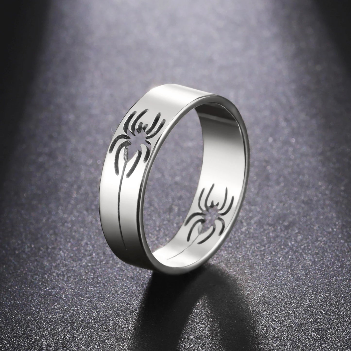 luckacco skyrim stainless steel spider ring for men women 6mm wide finger rings 2025 hip hop punk jewelry birthday gift for lover friend