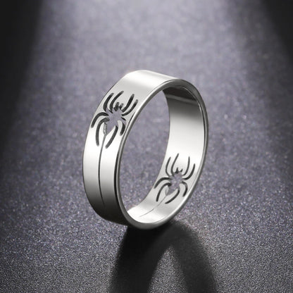 Luckacco Skyrim Stainless Steel Spider Ring for Men Women 6MM Wide Finger Rings 2025 Hip Hop Punk Jewelry Birthday Gift for Lover Friend