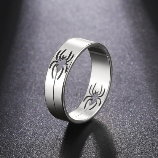 Luckacco Skyrim Stainless Steel Spider Ring for Men Women 6MM Wide Finger Rings 2025 Hip Hop Punk Jewelry Birthday Gift for Lover Friend