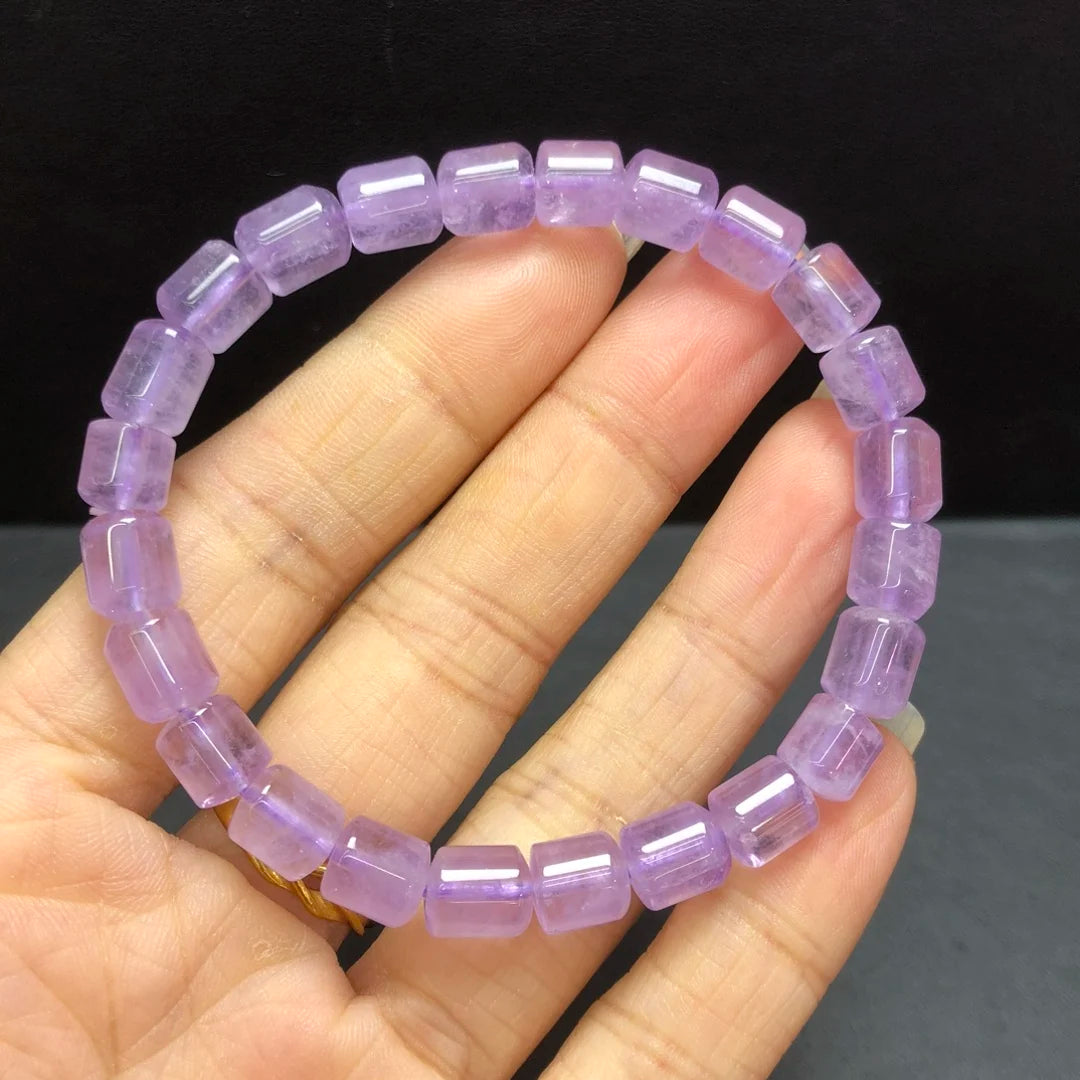 luckacco 1 pc fengbaowu natural lavender amethyst bracelet 7x11mm barrel beads crystal reiki healing stone jewelry gift for women