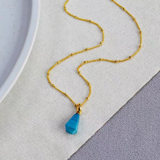 Luckacco Natural Stone Jewelry Women Beaded Necklace Stylish Collarbone Chain Natural Lapis Lazuli Necklace