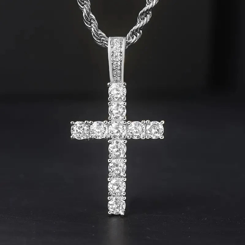 luckacco daily picks 60cm twisted chain long necklace for women/men fashion luxury cubic zirconia cross pendant necklace gift love accessories