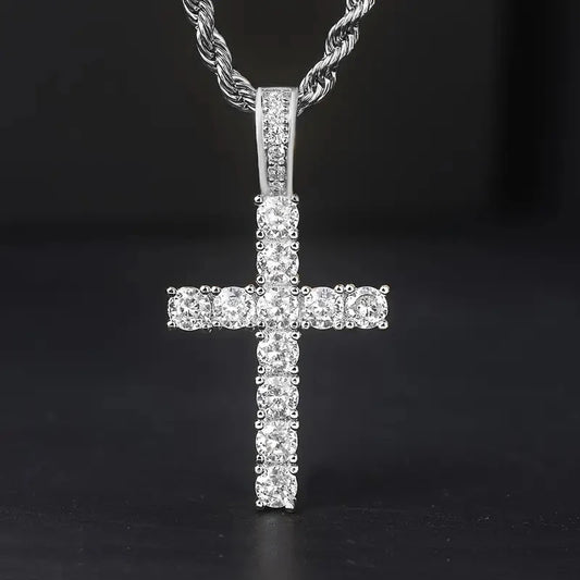 Luckacco daily picks 60Cm Twisted Chain Long Necklace for Women/Men Fashion Luxury Cubic Zirconia Cross Pendant Necklace Gift Love Accessories
