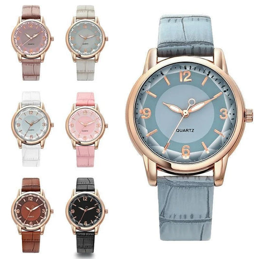 Luckacco Leather Strap Ladies Quartz  Watch Polygon Glass Luxury Women Wristwatches Clocks Dial Quartz Creative Fashion Watch Reloj Часы