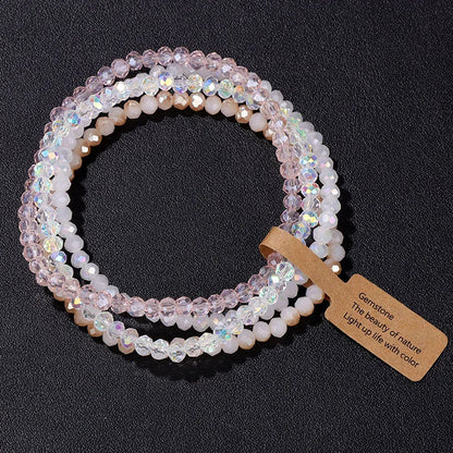 Luckacco Handmade Women Crystal Beaded Bracelet Set 3x4mm Round Glass Beads Stretch Bracelets Female Girls Boho Bangles Jewelry Gift