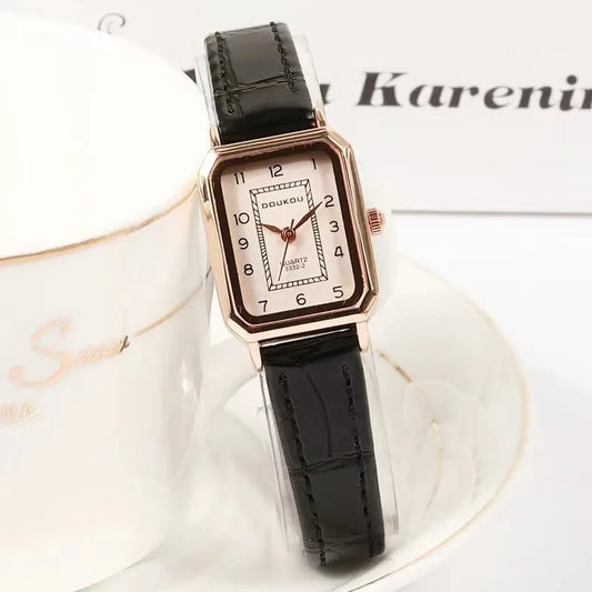 Luckacco The Square Minimalist Women Ultra Thin Small Dial Watches Leather Band Antique Quartz Watch Relogio Feminina