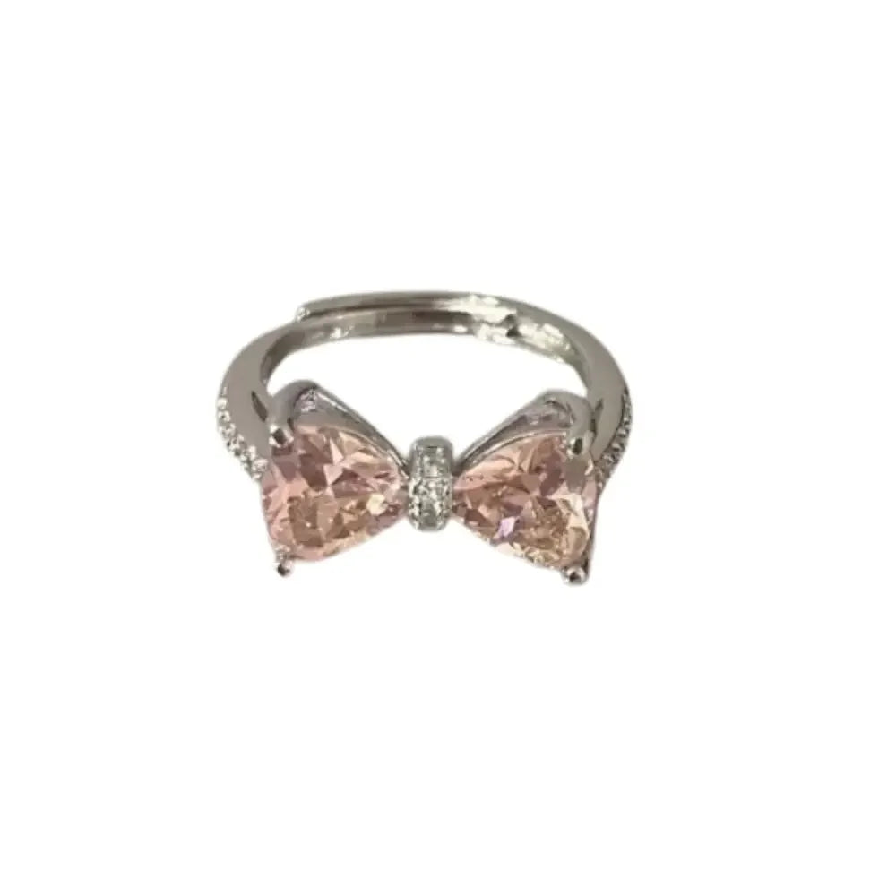 luckacco fashion bowknot finger rings adjustable bow rings jewelry sweet opening ring ornaments