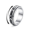 Luckacco Vintage Stainless Steel Sun Moon Star Rotating Spinning Wedding Promise Anniversary Statement Band Ring Jewelry