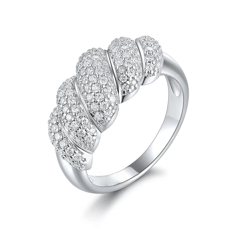 luckacco luxury 100% real 18k gold platinum pt950 women's niche high-end bread shape ring