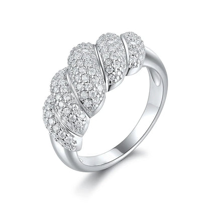 Luckacco Luxury 100% Real 18k Gold Platinum PT950 Women's Niche High-end Bread Shape Ring