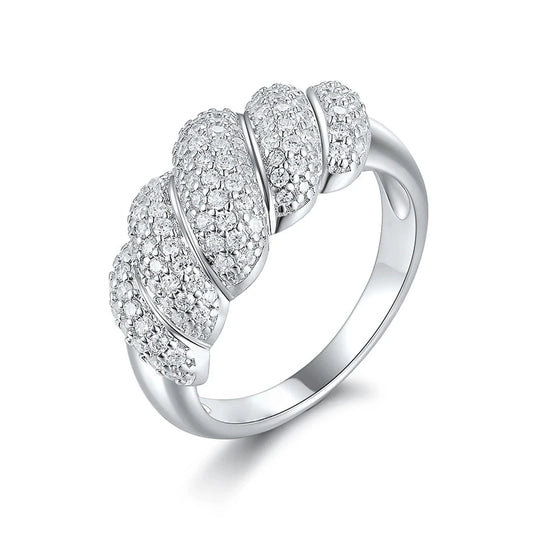 Luckacco Luxury 100% Real 18k Gold Platinum PT950 Women's Niche High-end Bread Shape Ring