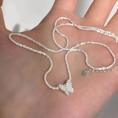 Luckacco PANJBJ 925 Sterling Silver Moonstone Necklace for Women Girl Individuality Geometric Simple Jewelry Birthday Gift