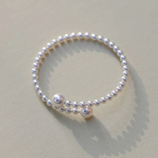 Luckacco french vintage pearl bracelet simple acrylic ball adjustable cuff bracelet for women fashion jewelry dropshipping ﻿