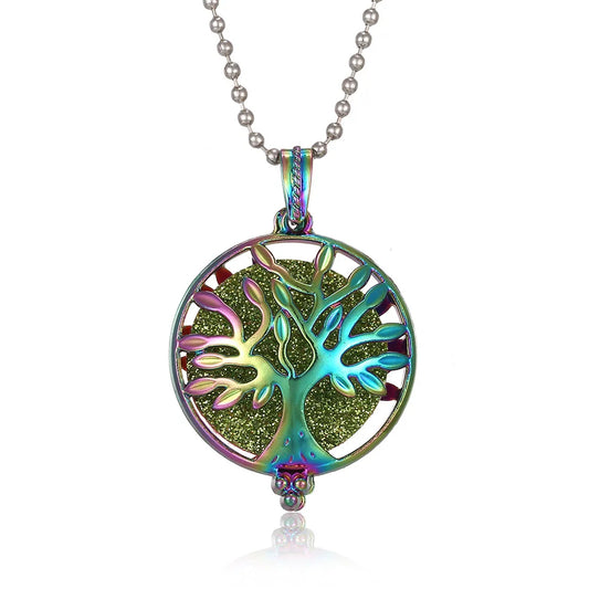 Luckacco New Colorful Aromatherapy Necklace Vintage Flower Butterfly Tree Owl Essential Oil Diffuser Necklace Perfume Lockets Pendants
