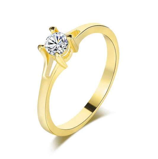 Luckacco Classic Wedding Rings For Women Forever Simple Six Claws Zirconia Fashion Solitaire Engagement Marriage Gift Ring Jewelry KCR033