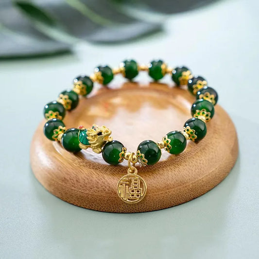 Luckacco 2024 Chinese Style Zodiac Dragon Bracelet For Women Men Brings Wealth Health and Good Luck Red Beaded Couple Bracelet Jewelry Gi