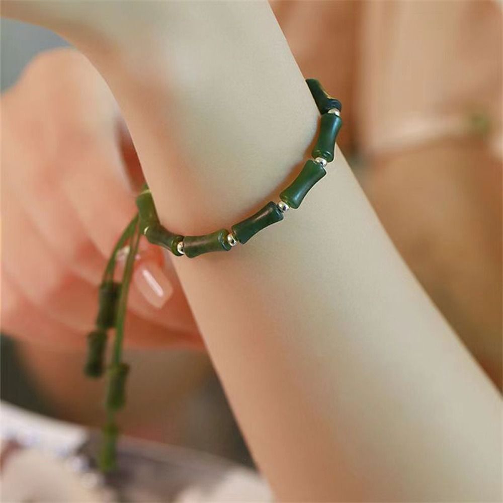 Imitation Jade Bracelet Female Jewelry Handmade Woven Rope Chinese Bamboo Trendy Versatile Bracelet for Men Women Couple Gifts - luckacco