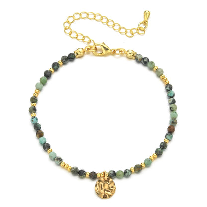 Luckacco shop's pick Thin Natural Stone African Turquoises Beads Bracelet Women Bohe Colorful Energy Yoga Meditation Strand Bracelets Friendship