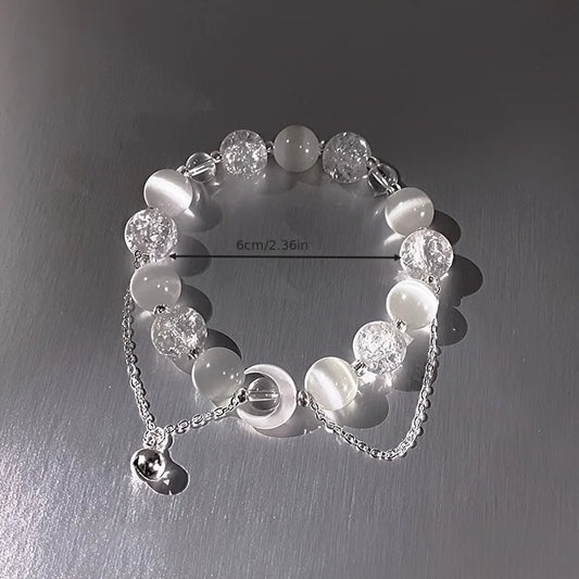 Luckacco Luxury Galaxy Planet Bracelet For Women Popcorn Crystal Opal Beads Butterfly Feather Pendant Bracelet Harajuku Jewelry Gifts