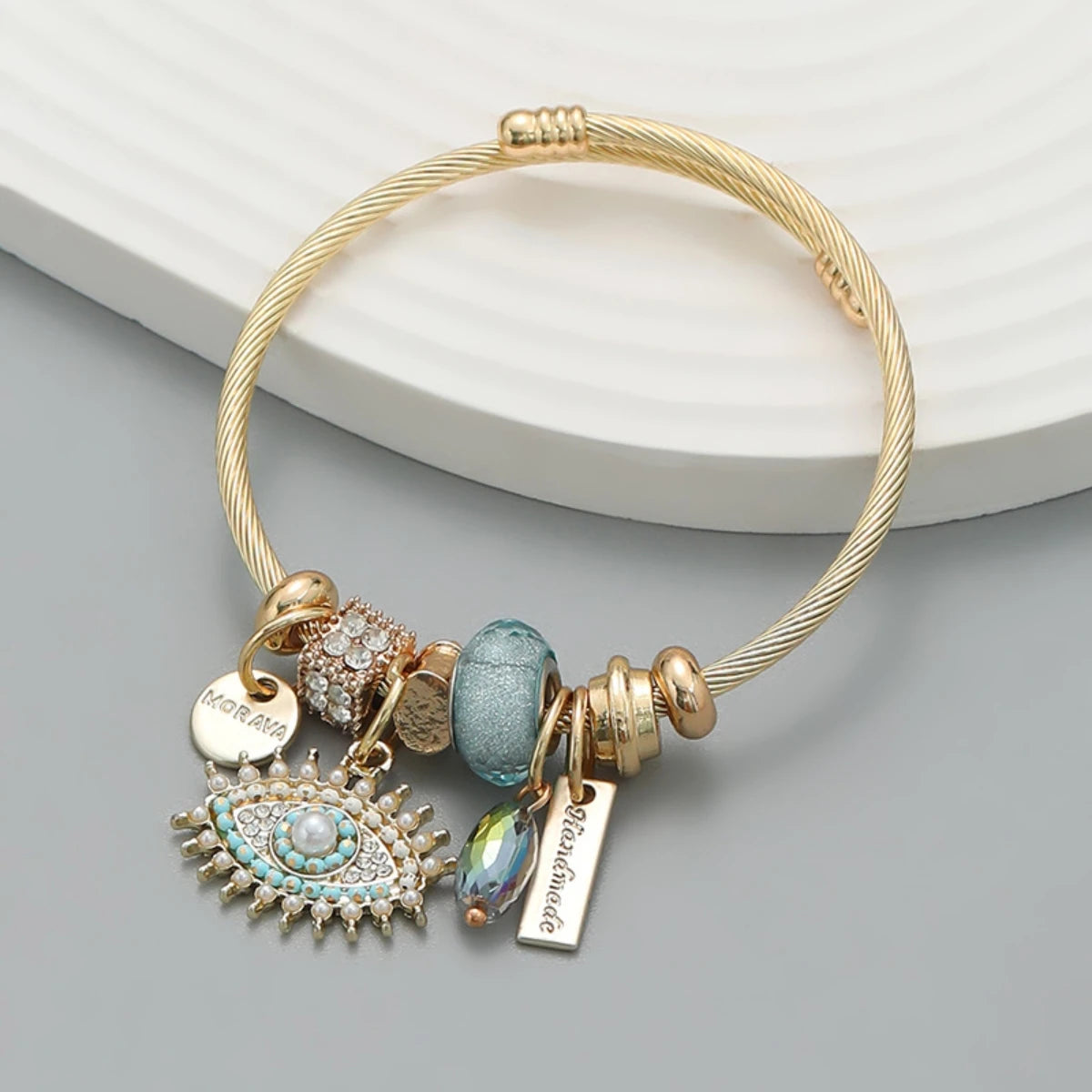 luckacco fashion multi element stainless steel circle panjiadora beaded love bracelet suitable for women's dating, daily holiday gifts