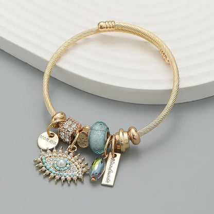 Luckacco Fashion Multi Element Stainless Steel Circle Panjiadora Beaded Love Bracelet Suitable for Women's Dating, Daily Holiday Gifts
